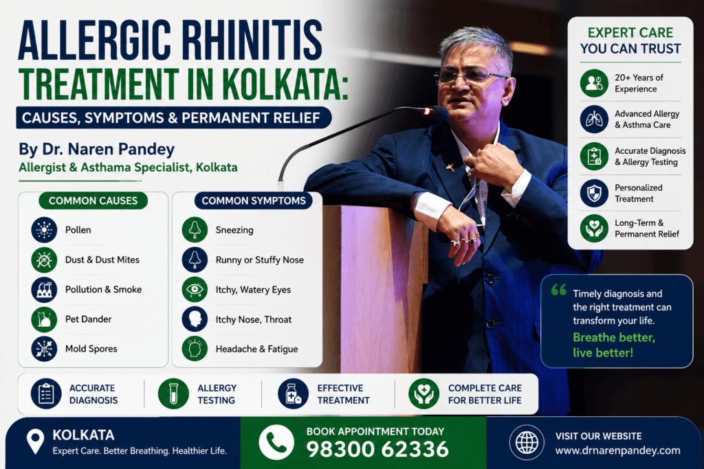 Allergic rhinitis treatment in Kolkata - causes, symptoms and permanent relief by Dr. Naren Pandey, Allergist and Asthma Specialist with 20+ years experience