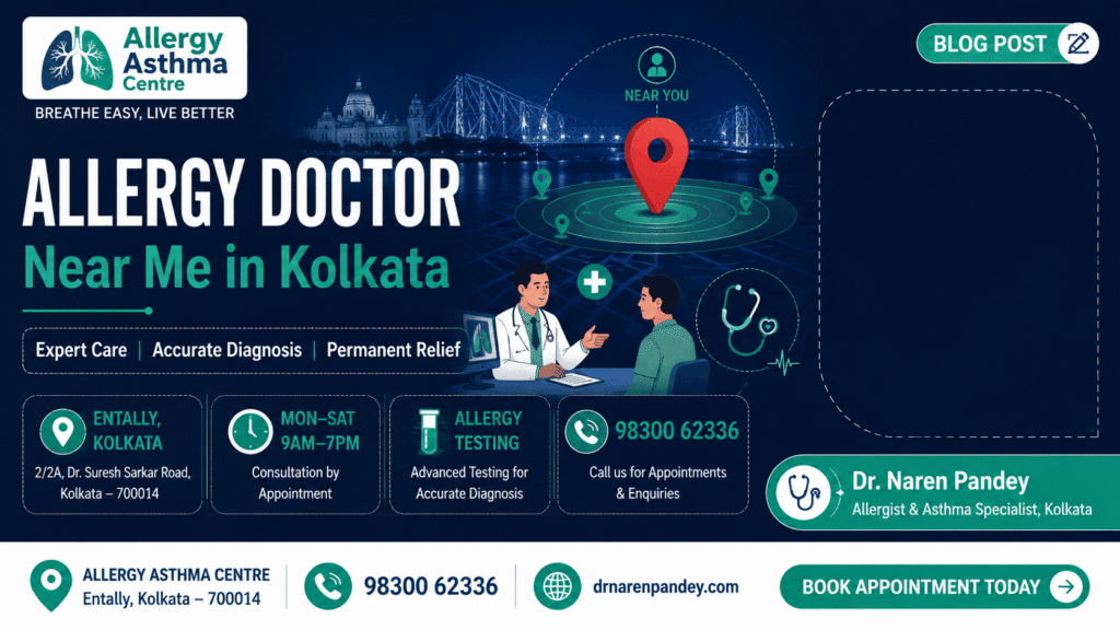 Allergy doctor near me in Kolkata - Dr. Naren Pandey, Allergist and Asthma Specialist at Allergy Asthma Centre, Entally, Kolkata offering expert allergy testing and permanent relief