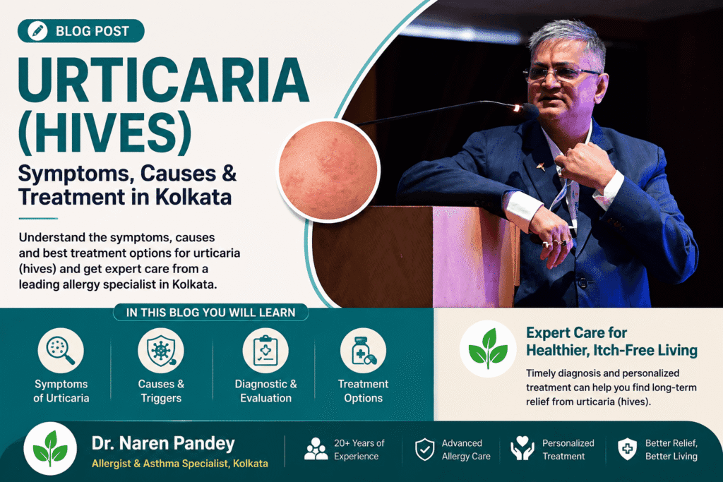 Urticaria hives symptoms causes and treatment in Kolkata by Dr. Naren Pandey, Allergist and Asthma Specialist with 20+ years experience
